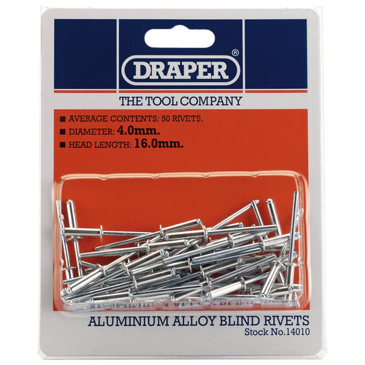 Draper 14010 Blind Rivets 4 x 15.8mm 50 Piece Draper