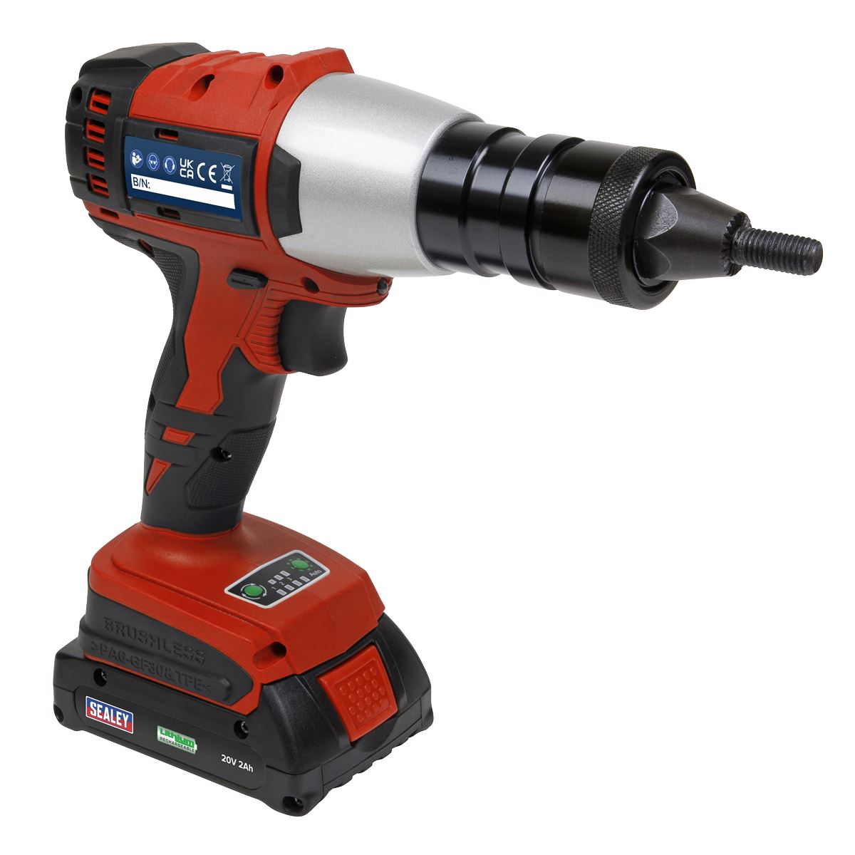 Sealey CP316 Brushless Cordless Nut Riveter 20V 2Ah Lithium-ion Sealey