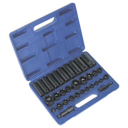 Sealey AK681 Impact Socket Set 32pc Standard/Deep 3/8" & 1/2"Sq Drive Metric/Imperial Sealey
