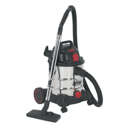 Sealey PC200SDAUTO Vacuum Cleaner Industrial 20L 1400W/230V Stainless Drum Auto Start Sealey