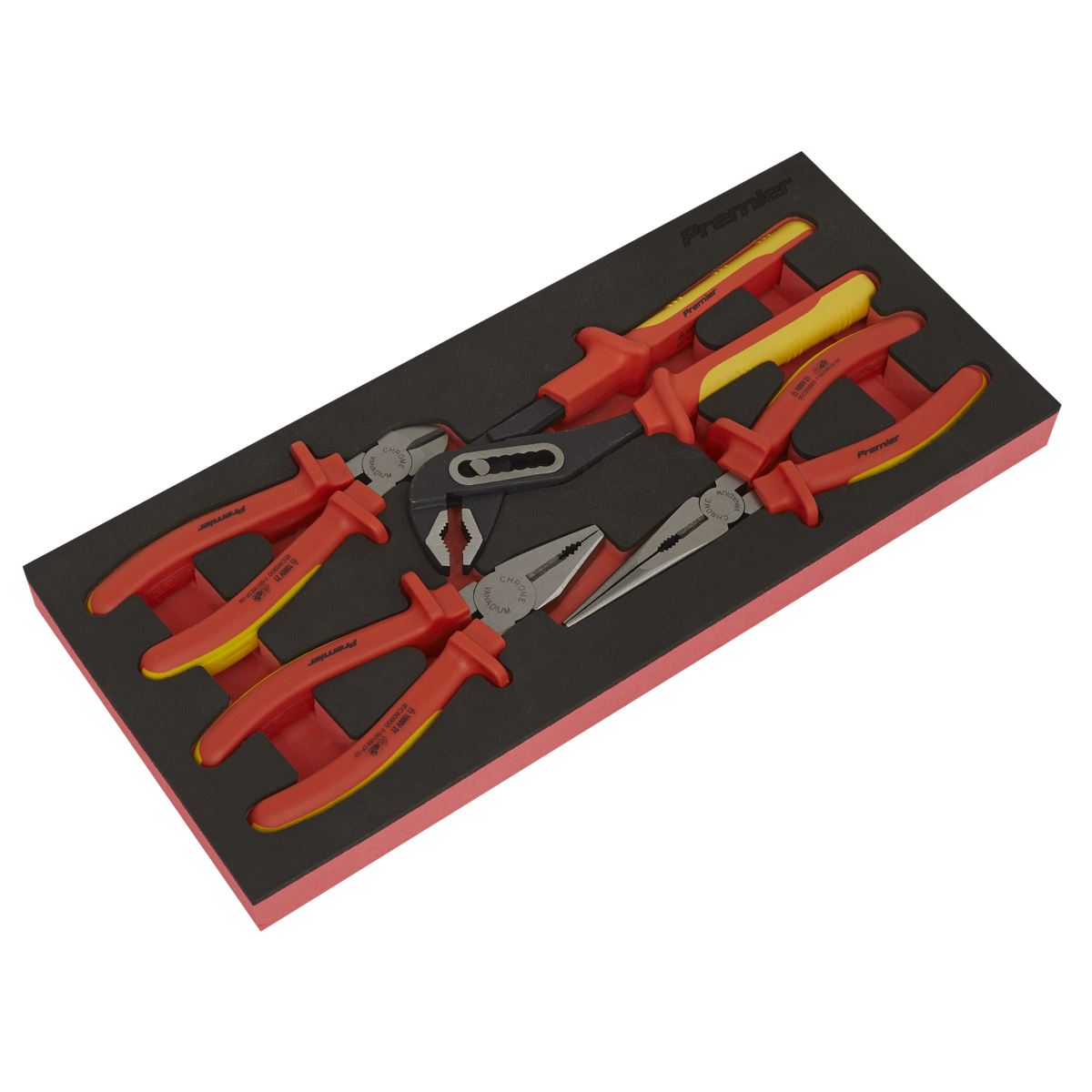 Sealey TBTE07 Insulated Pliers Set 4pc with Tool Tray - VDE Approved Sealey