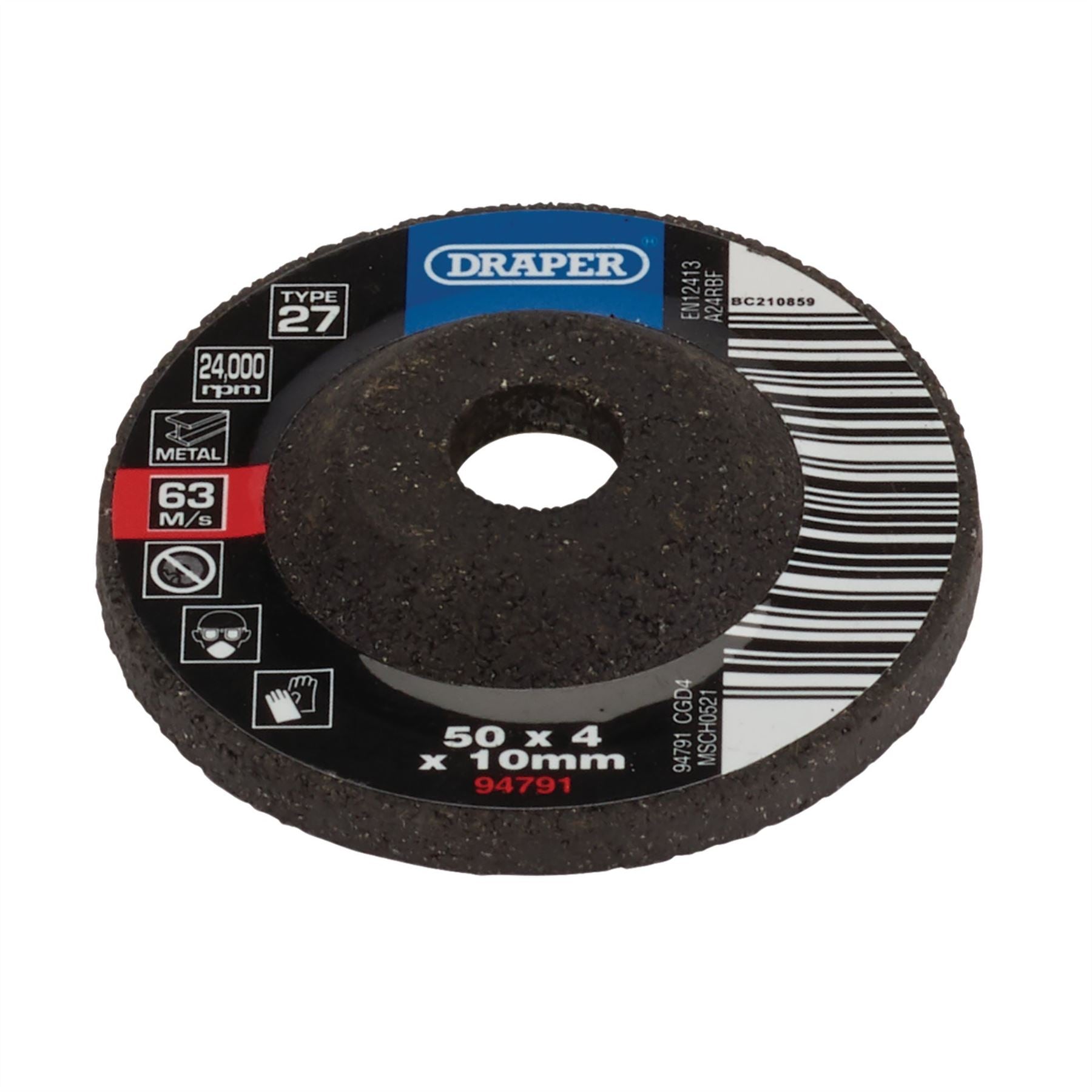 Draper 94791 DPC Metal Grinding Disc 50 x 4 x 10mm Draper