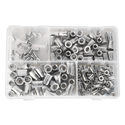 Sealey AB073TI Threaded Insert (Rivet Nut) Assortment 200pc M4-M8 Splined Metric Sealey