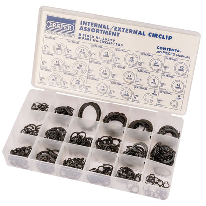 Draper 56379 Internal and External Circlip Assortment 285 Piece Draper