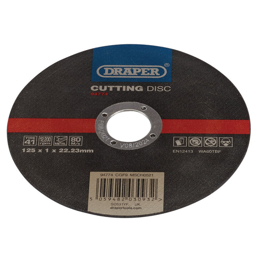 Draper 94774 Metal Cutting Disc 125 x 1 x 22.23mm Draper
