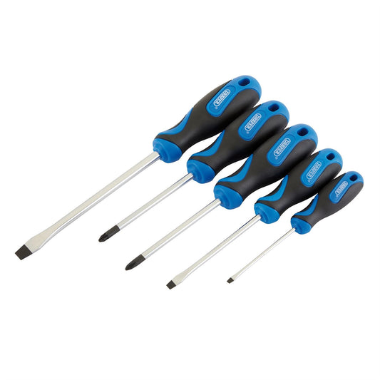 Draper 32610 Soft Grip Screwdriver Set 3 x Plain Slot 1 x Cross Slot 1 x PZ TYPE 5 Piece Draper