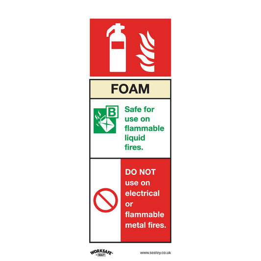 Sealey SS30V10 Safe Conditions Safety Sign - Foam Fire Extinguisher - Self-Adhesive Vinyl - Pack of 10 Sealey