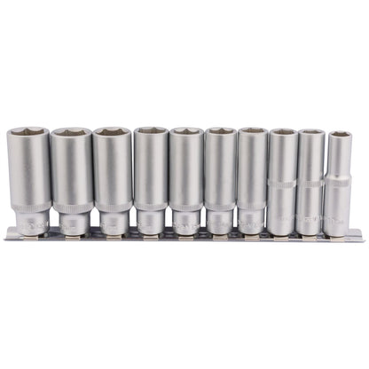 Draper 16401 Deep Socket Set on Metal Rail 3/8" Sq. Dr. 10 Piece Draper