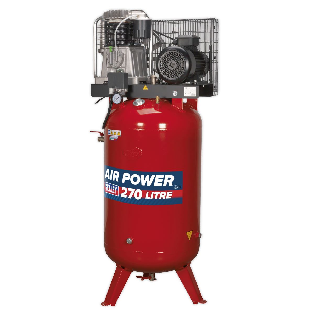 Sealey SACV52775B Air Compressor 270L Vertical Belt Drive 7.5hp 3ph 2-Stage with Cast Cylinders Sealey