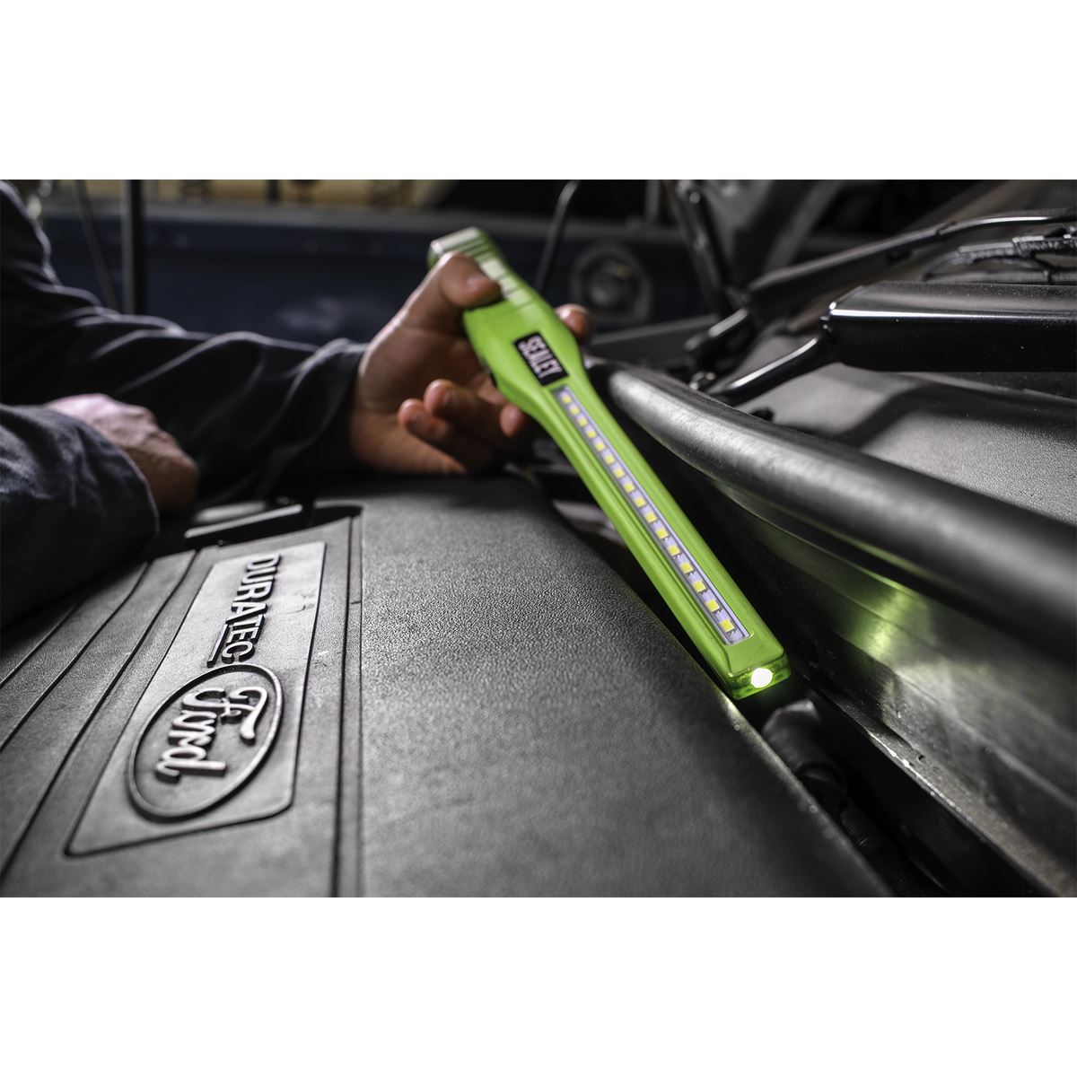 Sealey LED3604G Rechargeable 360° Slim Inspection Light 8W & 1W SMD LED Green Lithium-ion Sealey