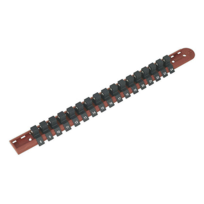 Sealey AK1217 Socket Retaining Rail with 17 Clips 1/2"Sq Drive Sealey