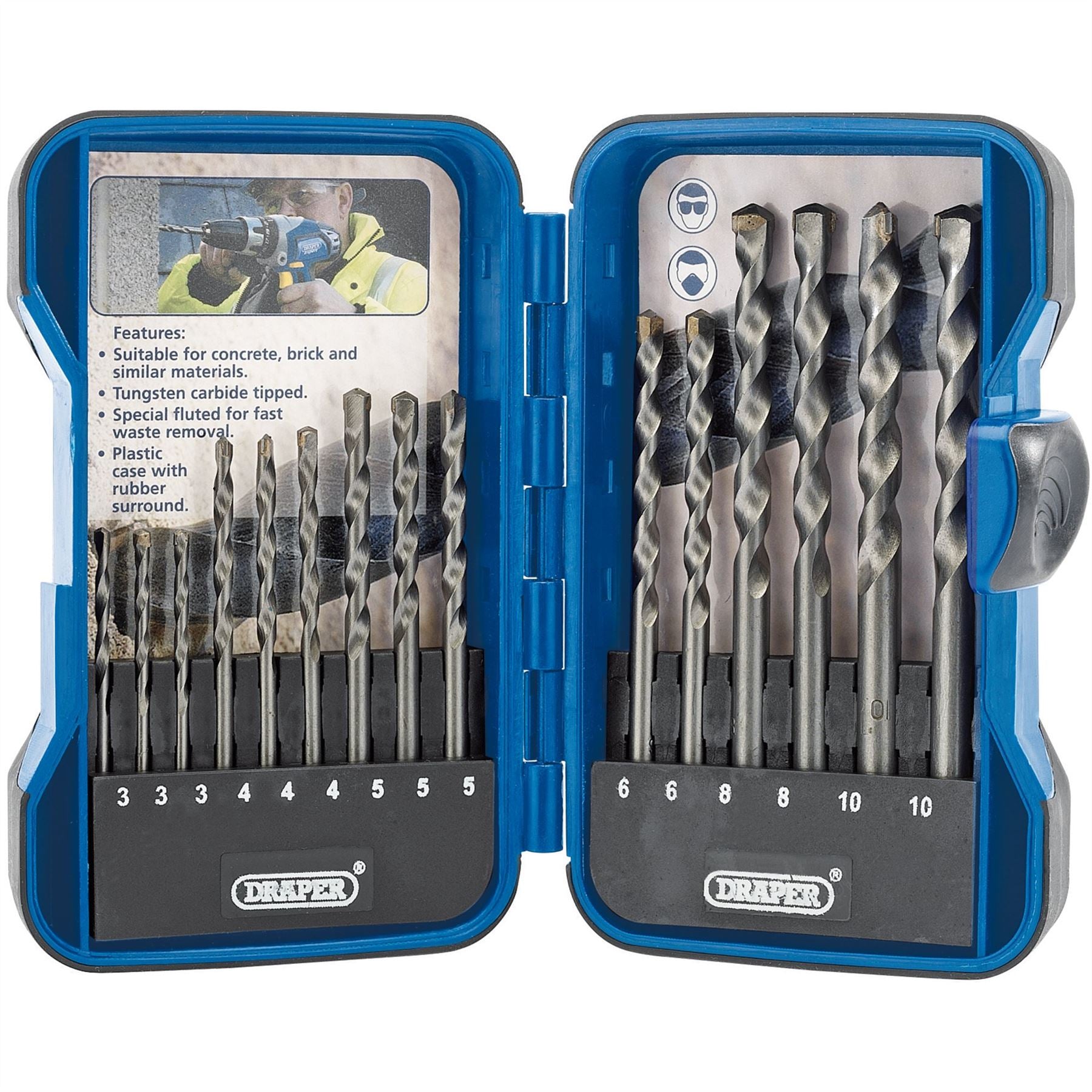 Draper 18550 TCT Masonry Drill Bit Set 15 Piece Draper