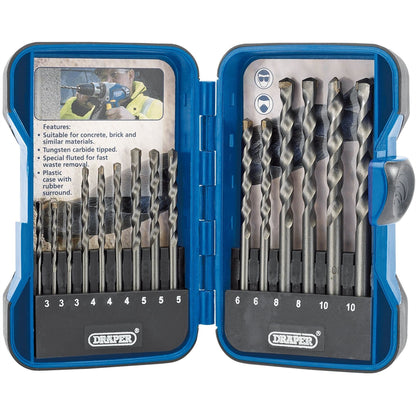 Draper 18550 TCT Masonry Drill Bit Set 15 Piece Draper