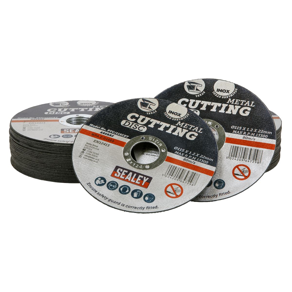 Sealey PTC115CET50 Cutting Disc Ø115 x 1.2mm Ø22mm Bore - Pack of 50 Sealey