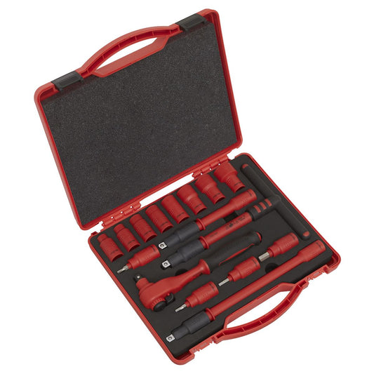 Sealey AK7940 Insulated Socket Set 16pc 3/8"Sq Drive 6pt WallDrive® VDE Approved Sealey