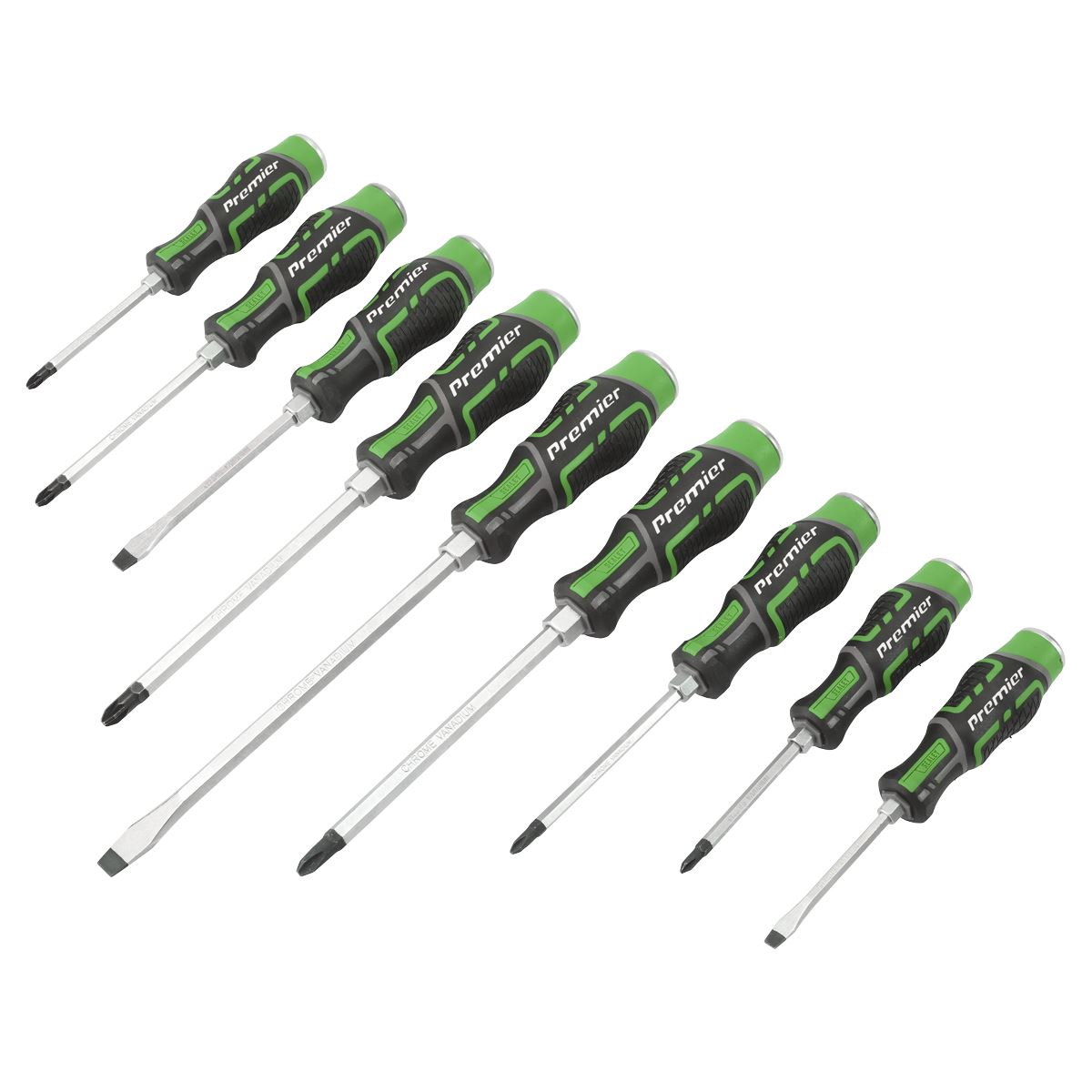 Sealey AK4941HV Hammer-Thru Screwdriver Set Hi-Vis Green 9pc Sealey