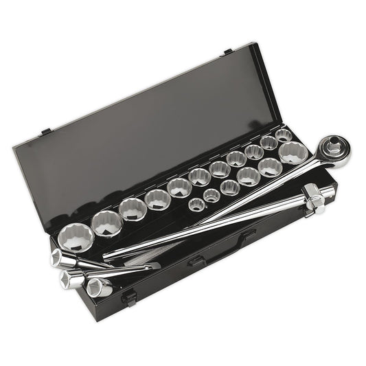 Sealey AK259/CRV Socket Set 22pc 3/4"Sq Drive 12-point WallDrive® Sealey