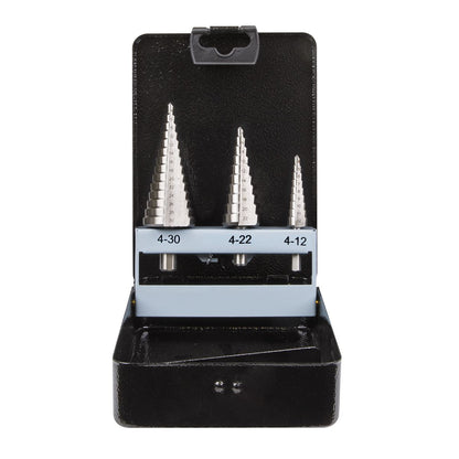 Sealey AK4746 HSS 4341 Step Drill Bit Set 3pc Double Flute Sealey