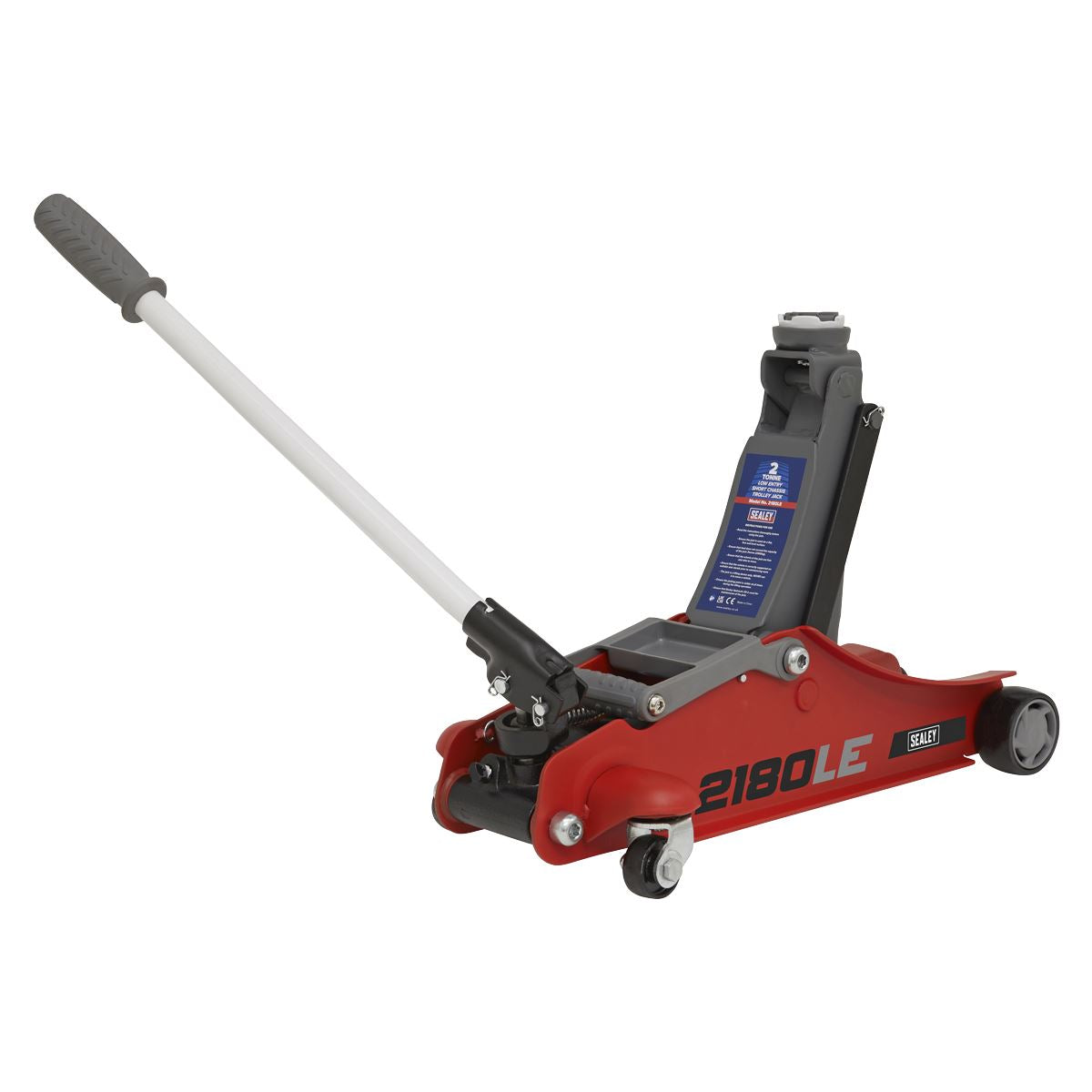 Sealey 2180LE 180° Handle Low Profile Short Chassis Trolley Jack 2 Tonne - Red Sealey