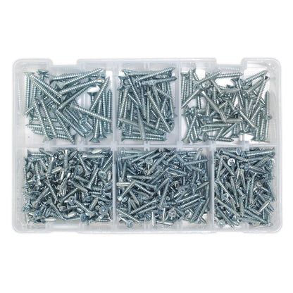 Sealey AB062STCS Self-Tapping Screw Assortment DIN 7982 510pc Countersunk Pozi Zinc Sealey