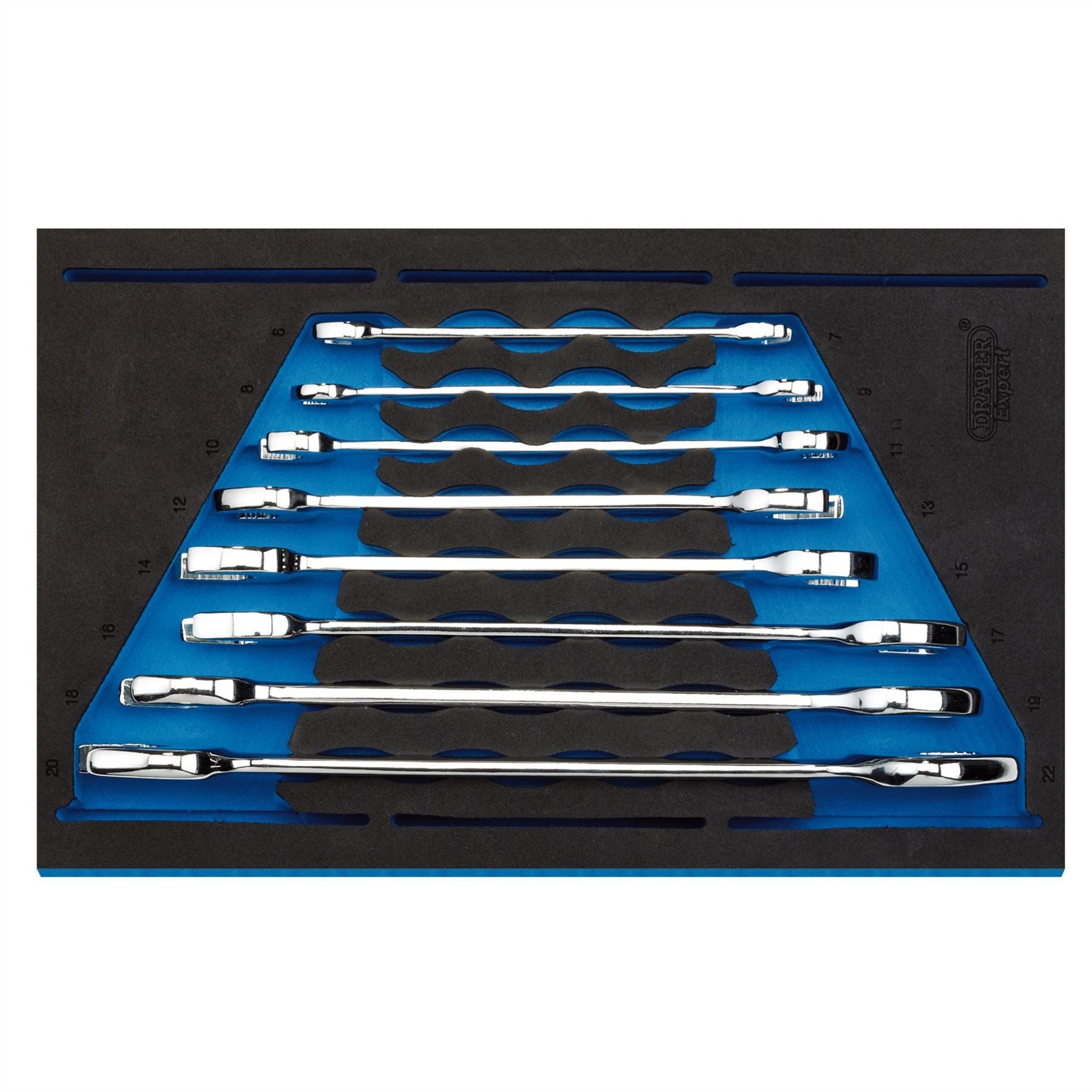 Draper 63524 Expert Open Ended Spanner Set in 1/4" Drawer EVA Insert Tray 8 Piece Draper