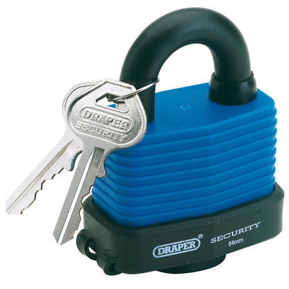 Draper 64178 Laminated Steel Padlock and 2 Keys with Hardened Steel Shackle and Bumper 54mm Draper