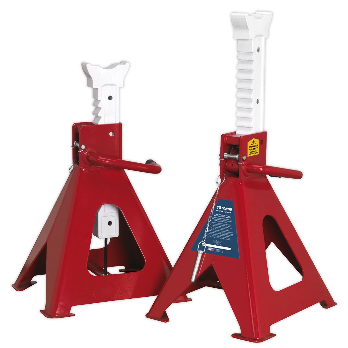 Sealey AAS10000 Auto Rise Ratchet Axle Stands (Pair) 10 Tonne Capacity per Stand Sealey