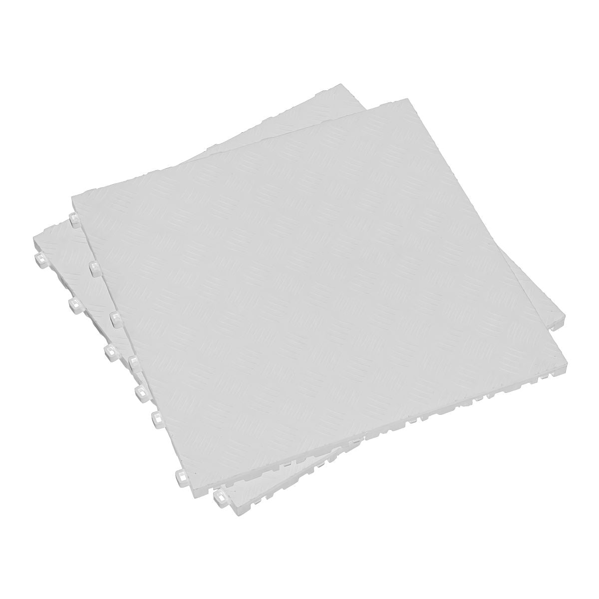 Sealey FT3W Polypropylene Floor Tile 400 x 400mm - White Treadplate - Pack of 9 Sealey