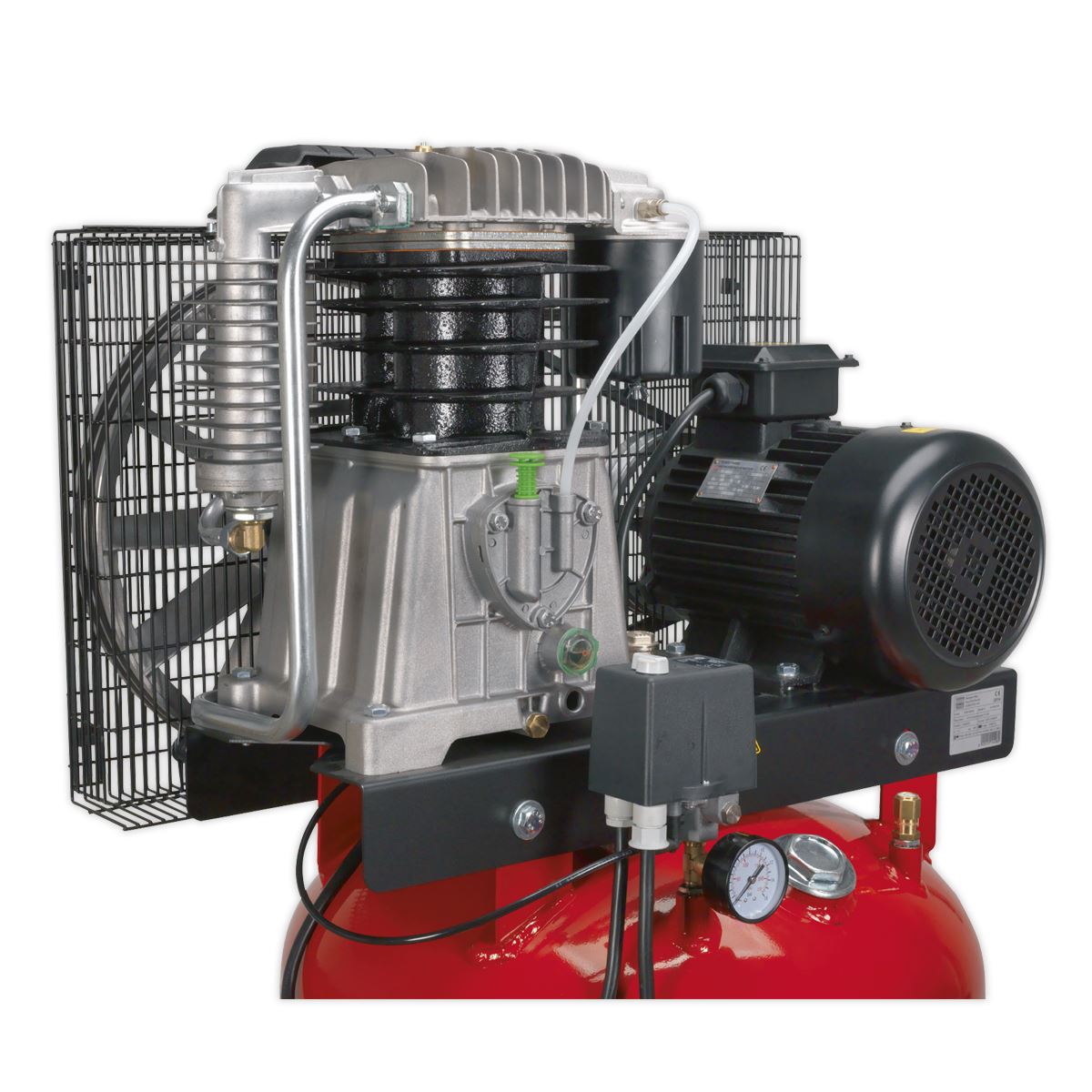 Sealey SACV52775B Air Compressor 270L Vertical Belt Drive 7.5hp 3ph 2-Stage with Cast Cylinders Sealey