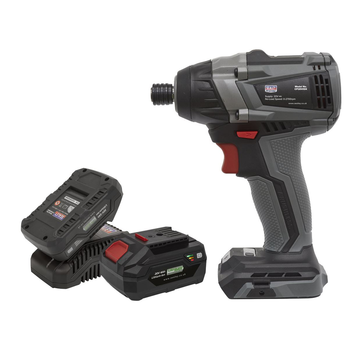 Sealey CP20VIDXKIT Brushless Impact Driver Kit 1/4"Hex 20V SV20 Series - 2 Batteries Sealey