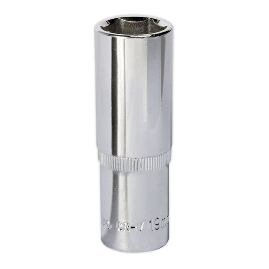 Sealey SP1219D WallDrive® Socket 19mm Deep 1/2"Sq Drive Fully Polished Sealey
