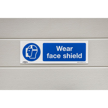 Sealey SS55P10 Mandatory Safety Sign - Wear Face Shield - Rigid Plastic - Pack of 10 Sealey