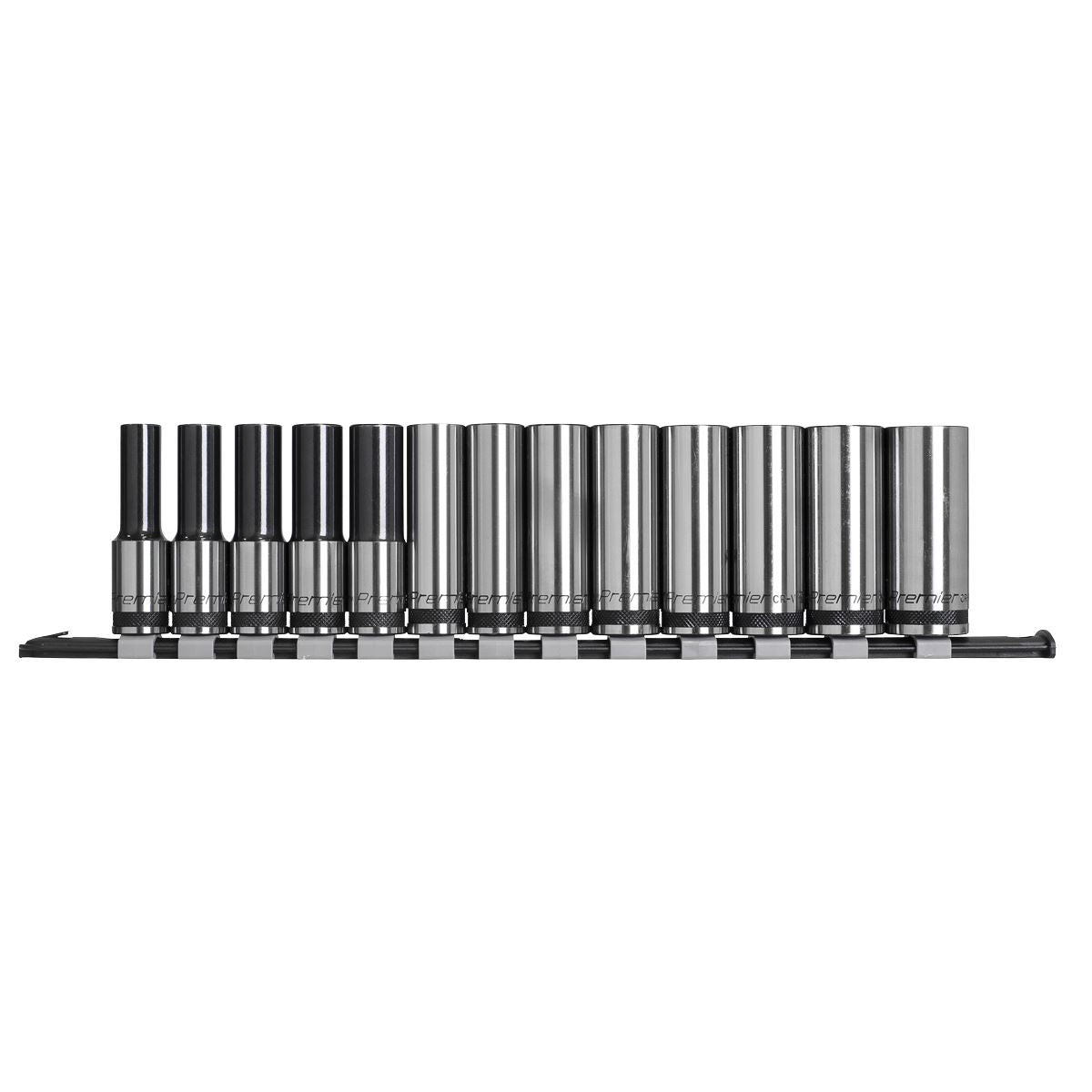 Sealey AK7995 Socket Set Deep 13pc 1/2"Sq Drive Metric - Premier Black Sealey
