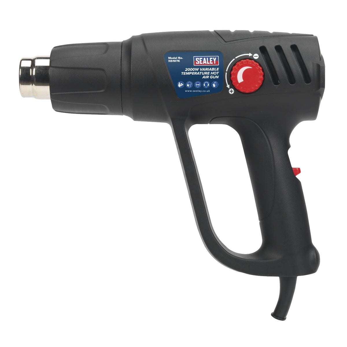 Sealey HS107K Variable Temperature Hot Air Gun Kit 2000W 50-450°C/90-600°C Sealey