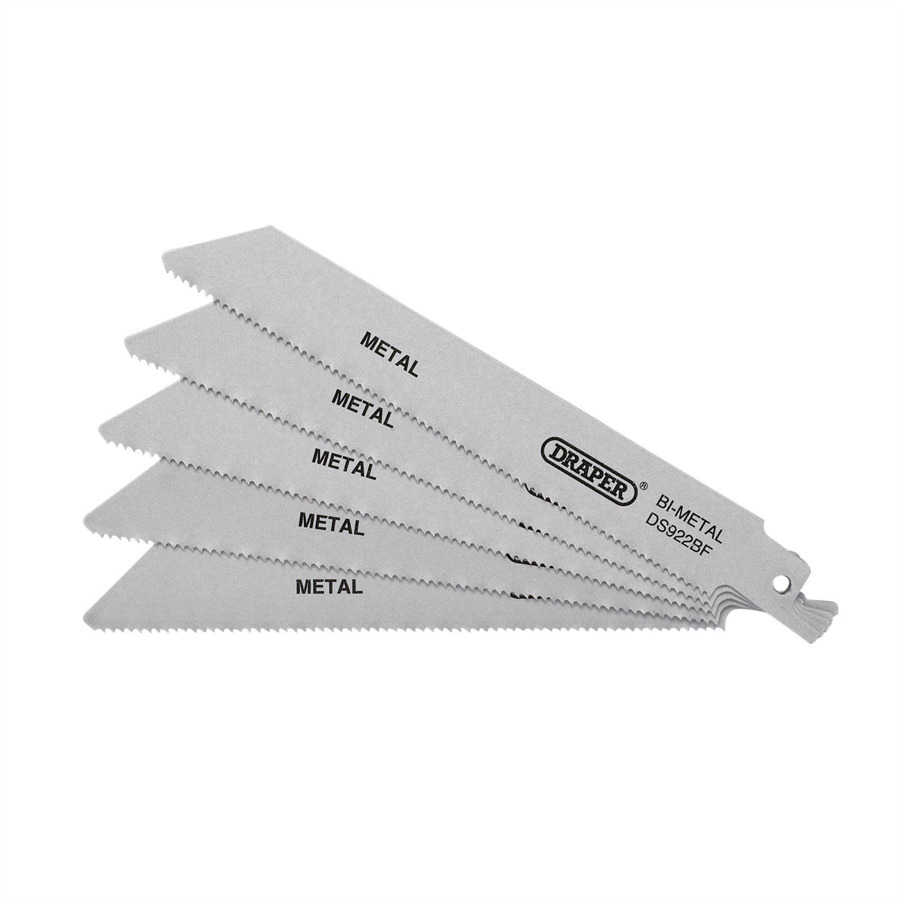 Draper 43459 Bi-metal Reciprocating Saw Blades for Metal 150mm 14tpi Pack of 5 Draper