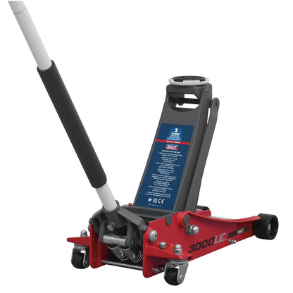 Sealey 3000LE Low Profile Trolley Jack with Rocket Lift 3 Tonne - Red Sealey