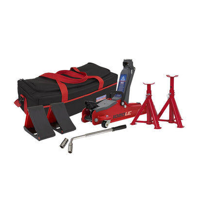 Sealey 1020LEBAGCOMBO Low Entry Short Chassis Trolley Jack & Accessories Bag Combo 2 Tonne - Red Sealey