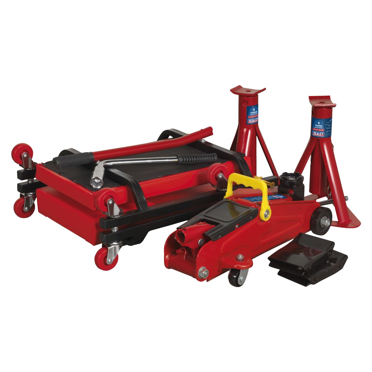 Sealey JKIT01 Lifting Kit (Inc Jack Axle Stands Creeper Chocks & Wrench) 5pc - 2 Tonne Sealey