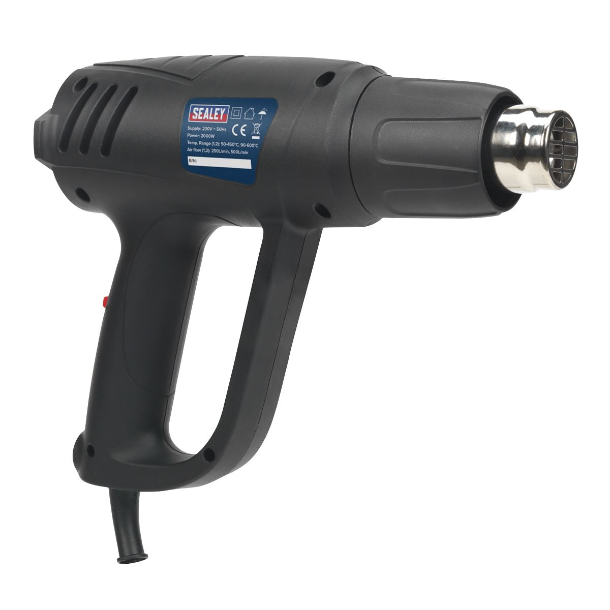 Sealey HS107K Variable Temperature Hot Air Gun Kit 2000W 50-450°C/90-600°C Sealey