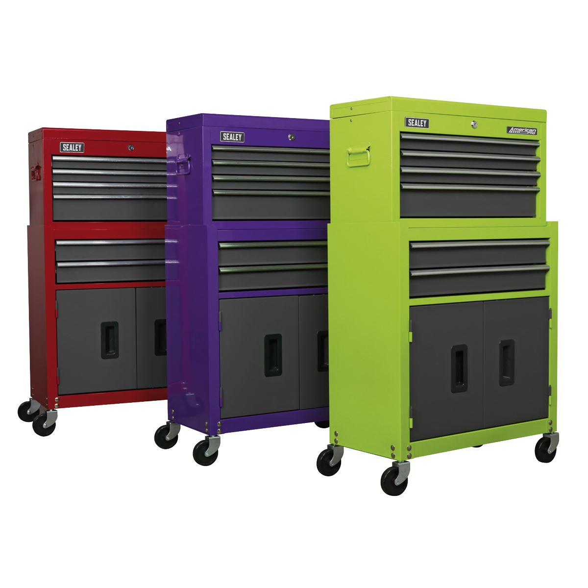 Sealey AP2200BBCP Topchest & Rollcab Combination 6 Drawer with Ball-Bearing Slides - Purple/Grey Sealey