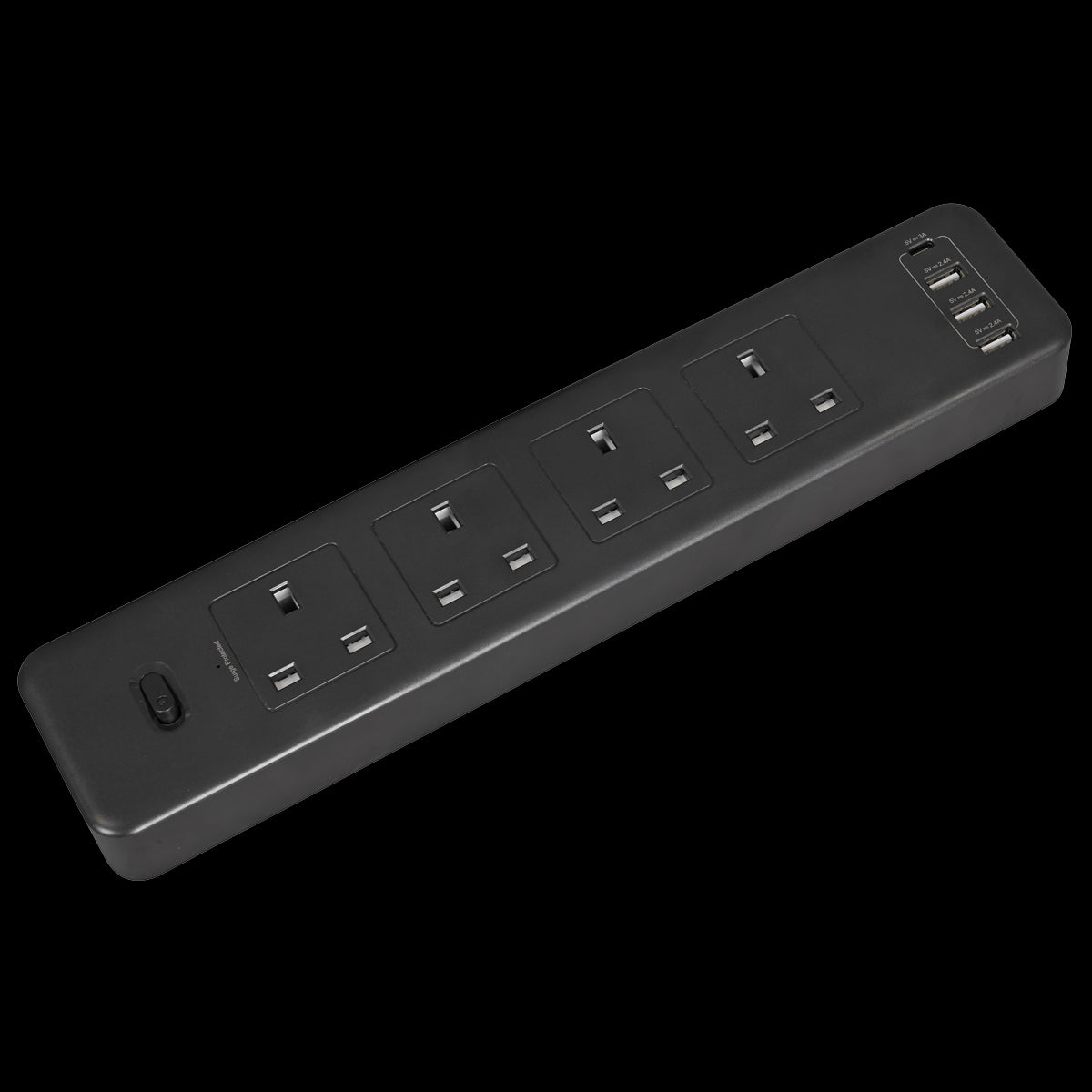 Sealey EL34USBB Power Extension Lead 2.6m with USB & USB-C Ports - Black Sealey