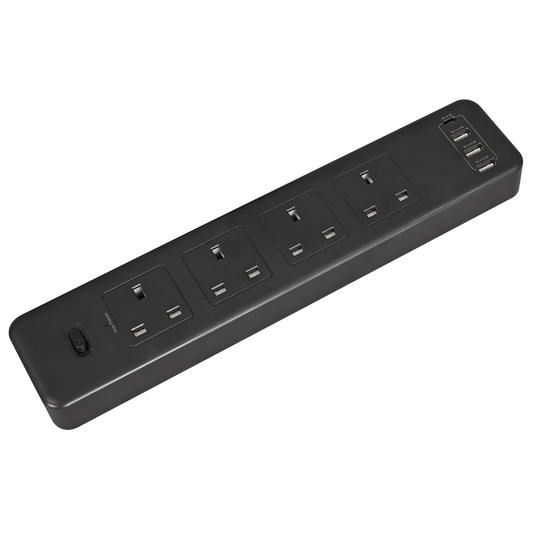 Sealey EL34USBB Power Extension Lead 2.6m with USB & USB-C Ports - Black Sealey