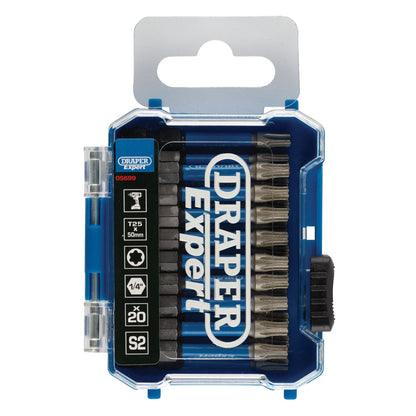 Draper 05699 Expert TX-STAR® Impact Screwdriver Bits T25 x 50mm 1/4" Hex Pack of 20 Draper