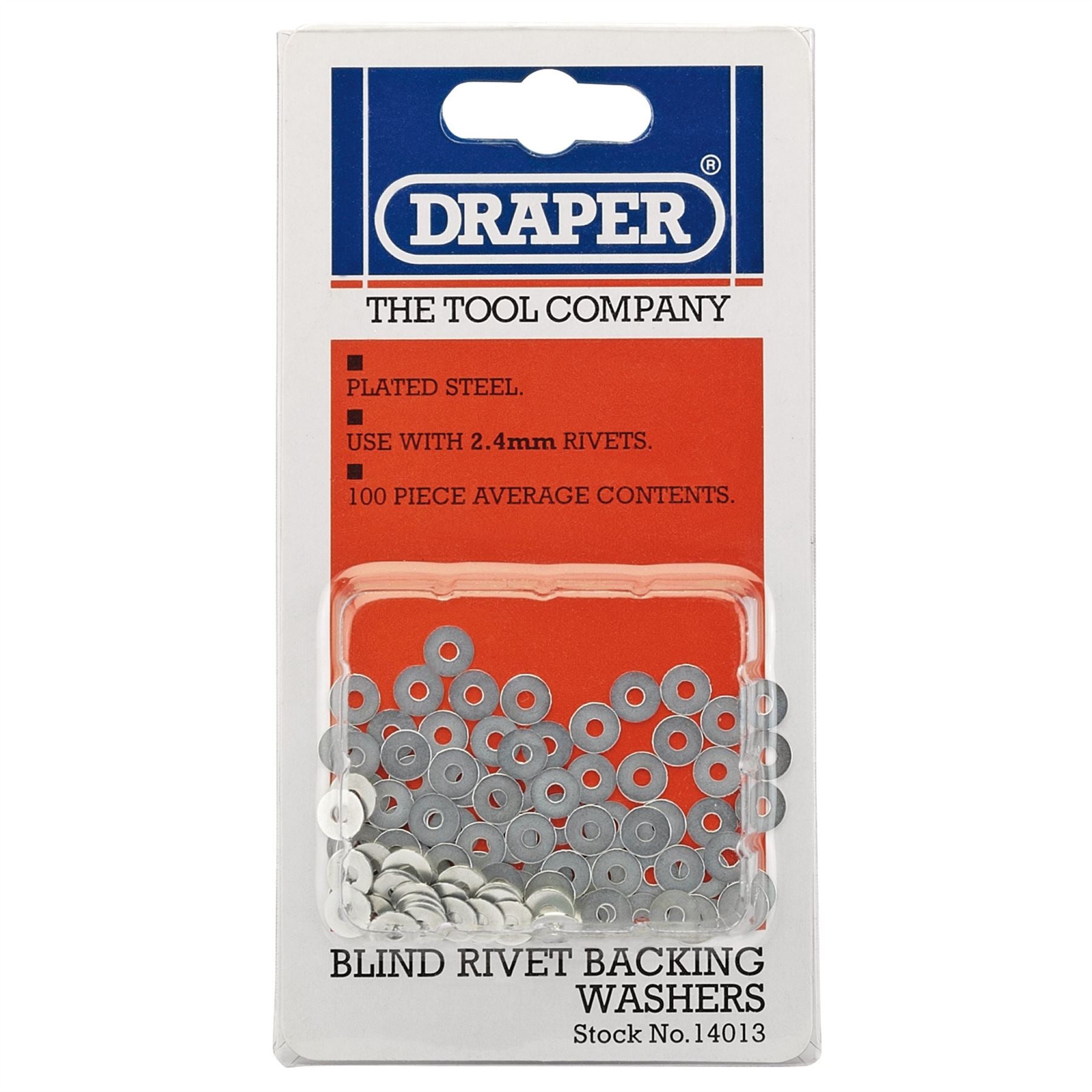 Draper 14013 Rivet Backing Washers 2.4mm 100 Piece Draper