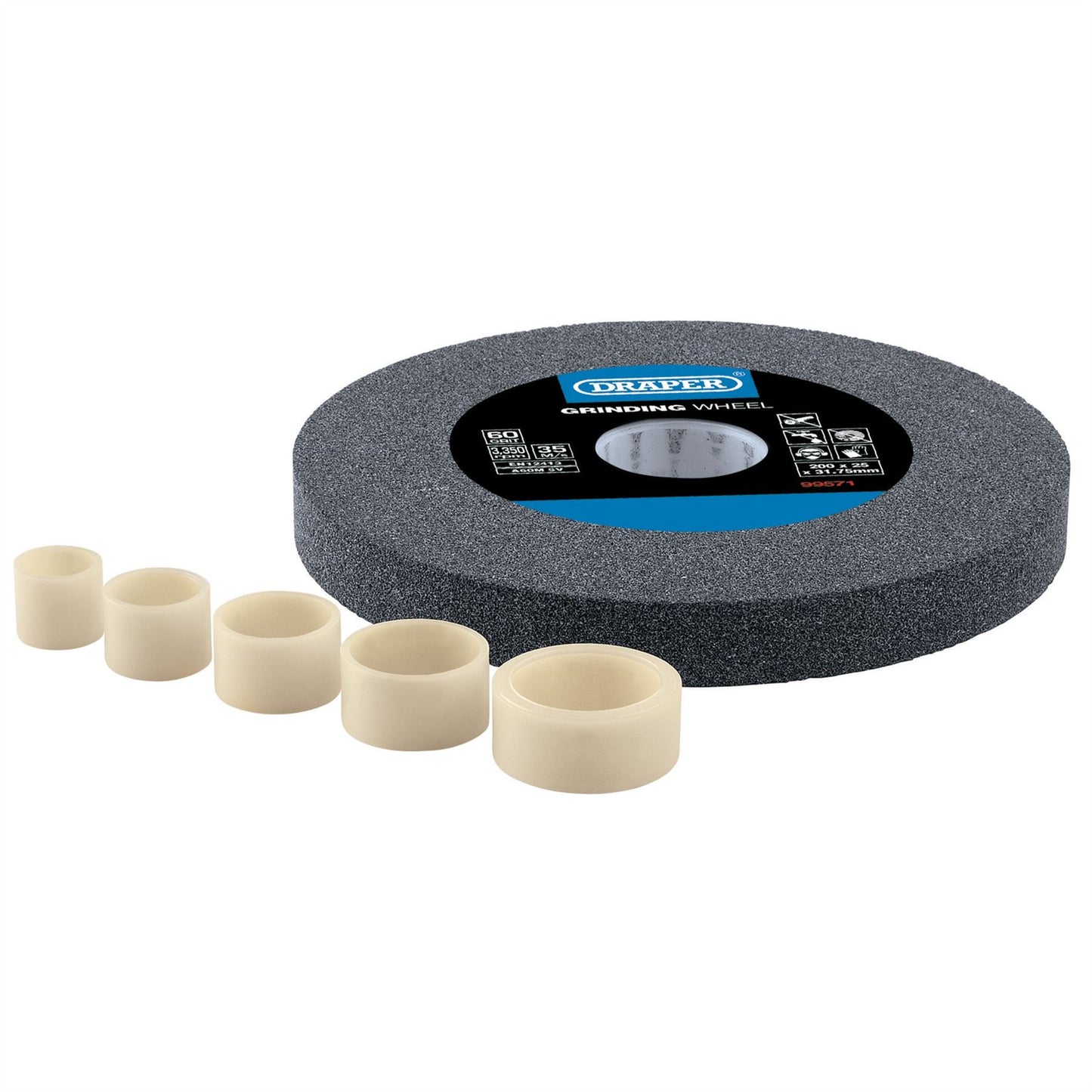 Draper 99571 Aluminium Oxide Bench Grinding Wheel 200 x 25mm 60 Grit Draper