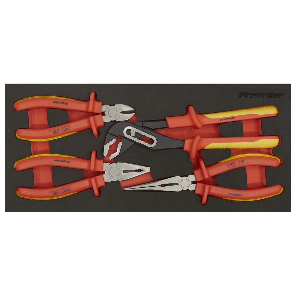 Sealey TBTE07 Insulated Pliers Set 4pc with Tool Tray - VDE Approved Sealey