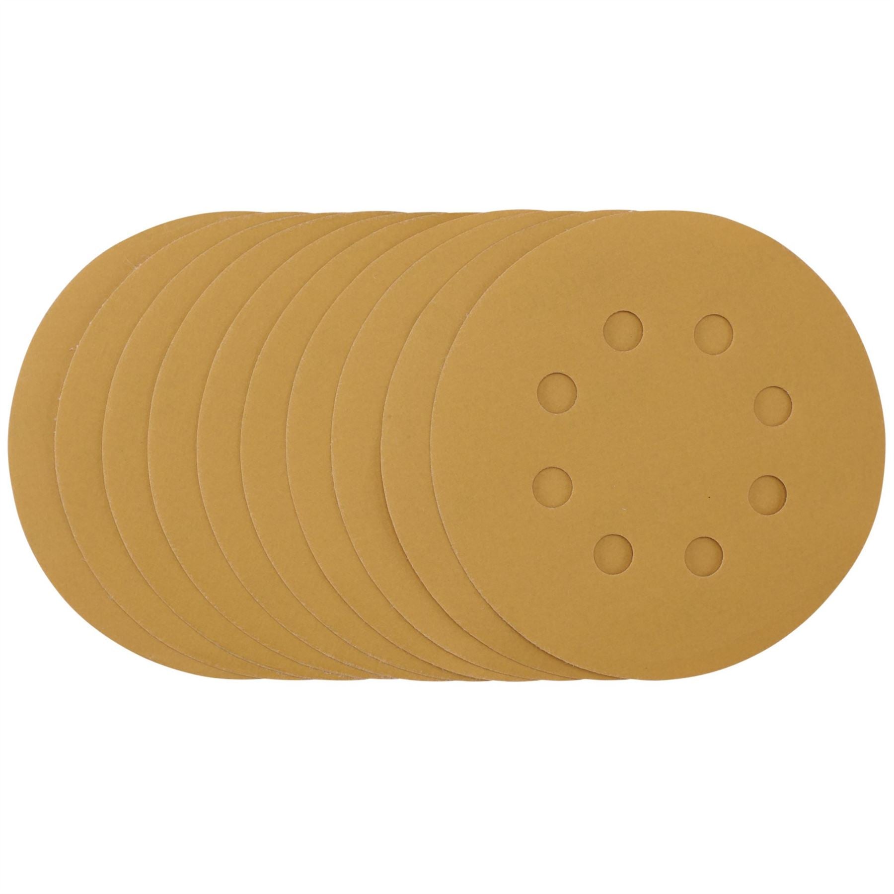 Draper 59856 Gold Sanding Discs with Hook & Loop 125mm 400 Grit 8 Dust Extraction Holes Pack of 10 Draper