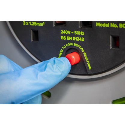 Sealey BCR50G Cable Reel with Thermal Trip 4 x 230V Sockets 50m - Green Sealey