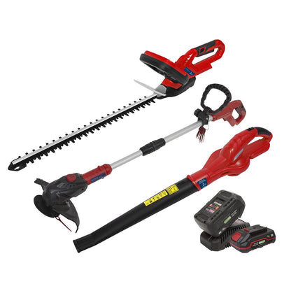 Sealey CP20VCOMBO6 3 x 20V SV20 Series Garden Power Tool Kit - 2 Batteries Sealey