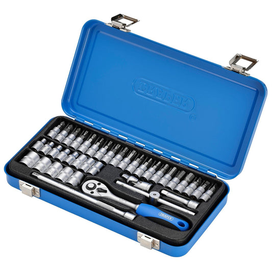 Draper 16366 Metric Socket Set in Metal Case 1/4" Sq. Dr. 38 Piece Draper